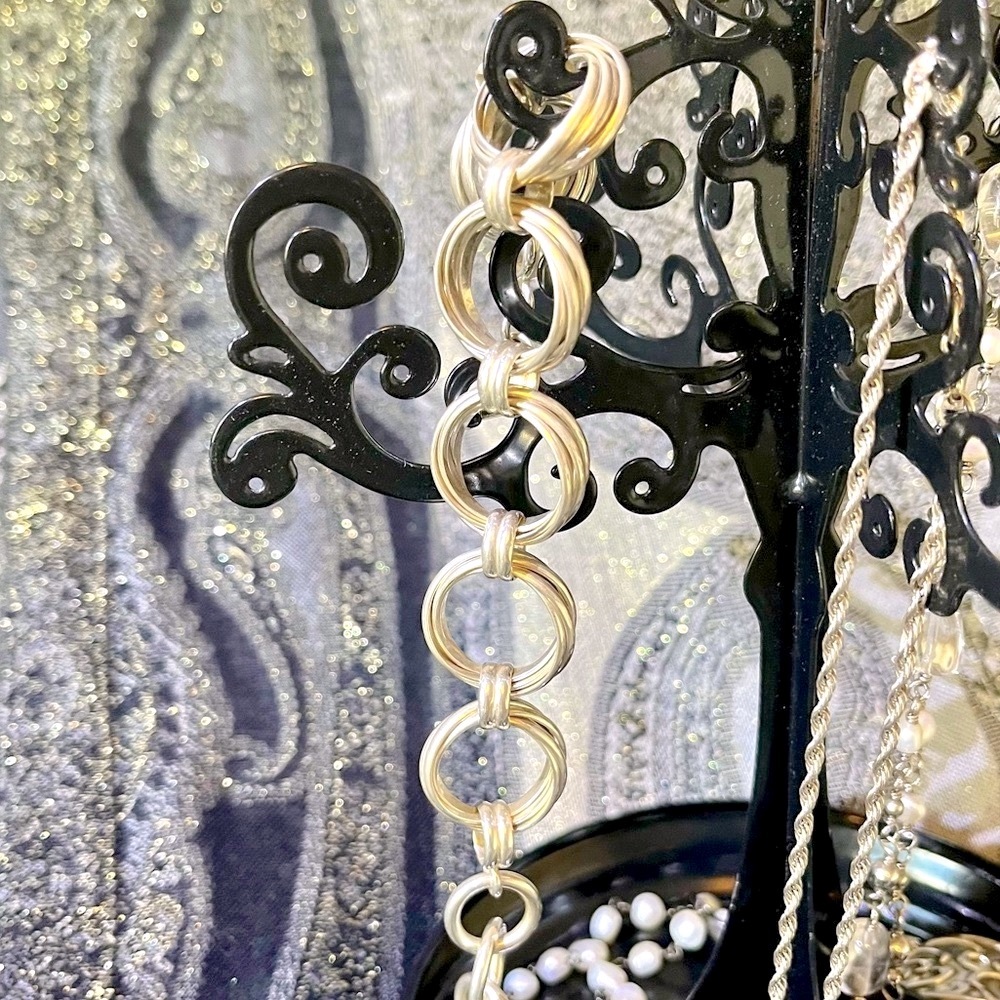 Silpada Vintage Rare Solid Sterling Silver Heavy Multi-Circles Chain Bracelet - Picture 5 of 10